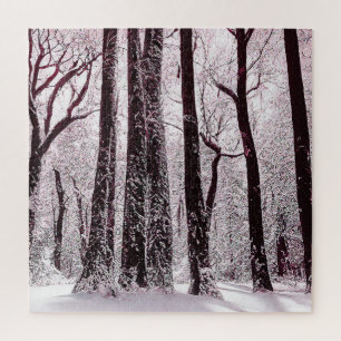 FOREST WOODS SNOWY WINTER SCENERY JIGSAW PUZZLE