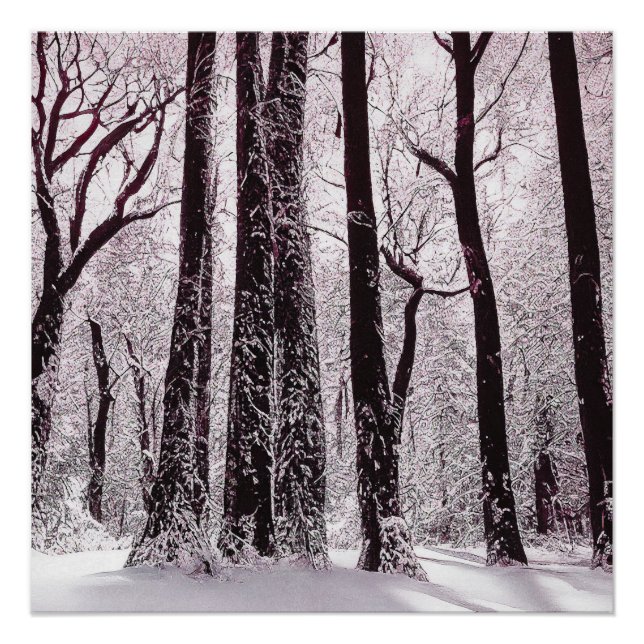 FOREST WOODS SNOWY WINTER SCENERY POSTER (Front)