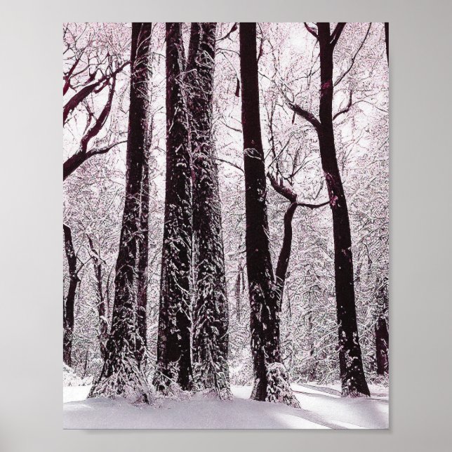 FOREST WOODS SNOWY WINTER SCENERY  POSTER (Front)