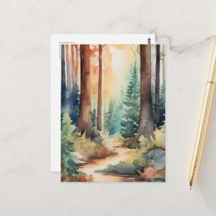 Forest Woodsy in Watercolor Postcard