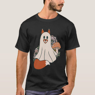 Forestcore Fox Whimsigoth Vintage Halloween Ghost T-Shirt