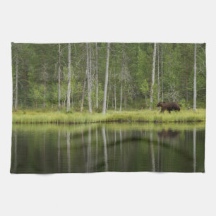Forests Bear at Taiga Forest Northern Finland Tea Towel