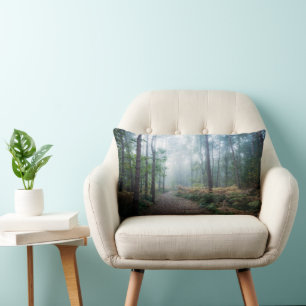 Forests Dark Foggy Woods Norfolk UK Lumbar Cushion