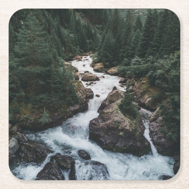 Forests | Grison Graubunden Canton Square Paper Coaster (Front)