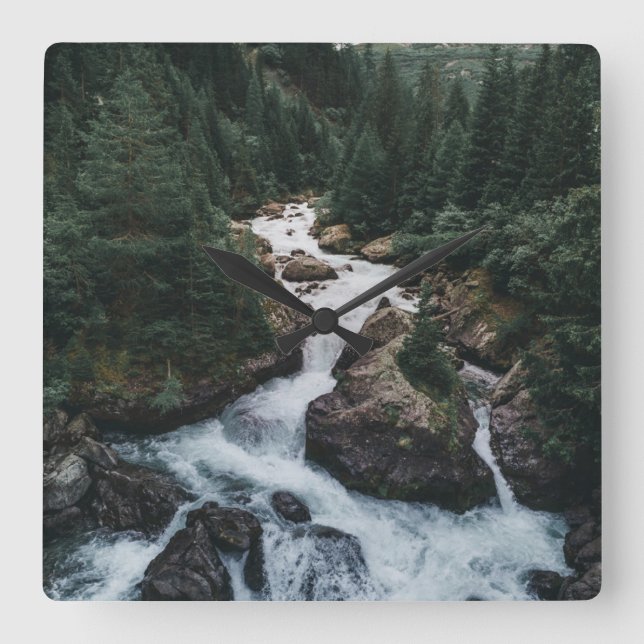 Forests | Grison Graubunden Canton Square Wall Clock (Front)