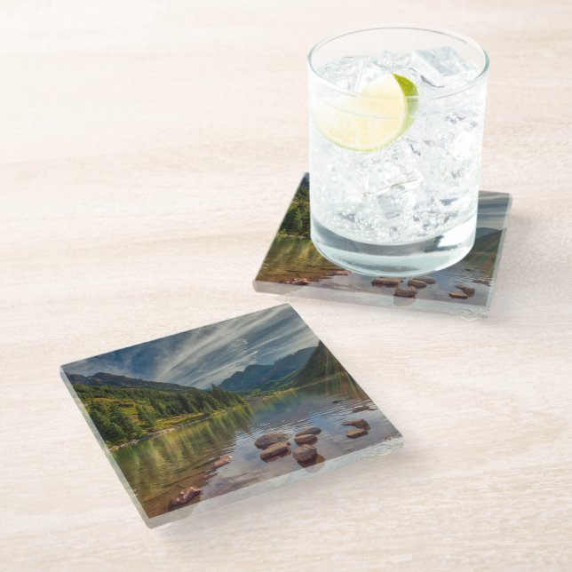 Forests | Maroon Bells Colorado Glass Coaster (Angled)
