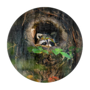 Forests Racoon Peeking Cutting Board