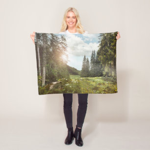 Forests   Sun Peeking Thru Fleece Blanket