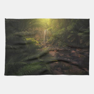 Forests Sunlight Highlights Waterfall Tea Towel