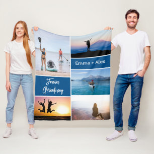 Forever Adventuring 5 Photo Collage Fleece Blanket
