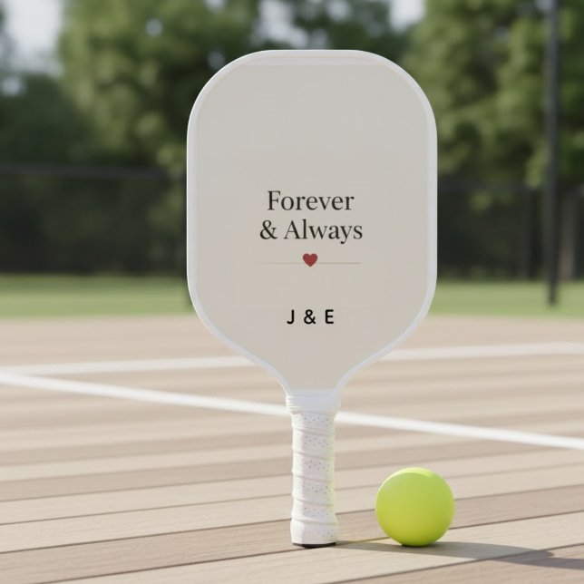 Forever & Always Custom Initials Romantic Pickleba Pickleball Paddle (Creator Uploaded)