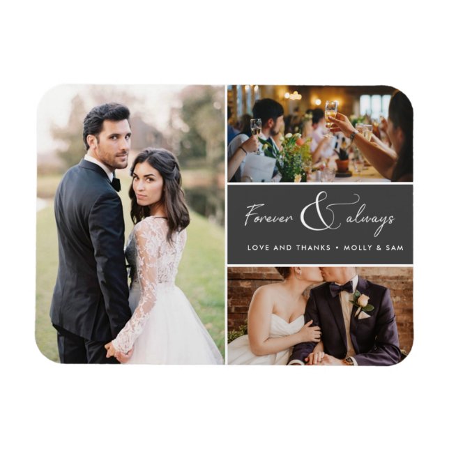 Forever & Always Grey Photo Thank You Collage Magnet (Horizontal)