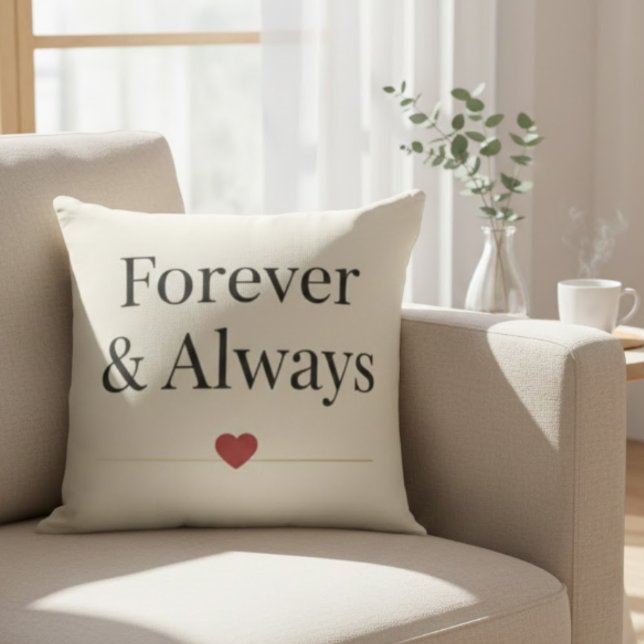 Forever & Always | Minimalist Romantic Quote Throw Cushion (Creator Uploaded)