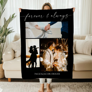 Forever & Always Modern Picture Photo Collage Fleece Blanket