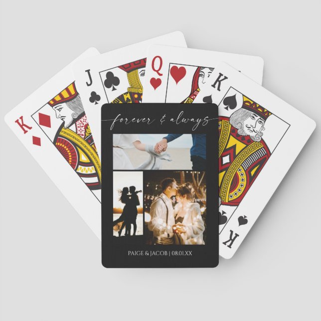 Forever & Always Modern Picture Photo Collage Playing Cards (Back)