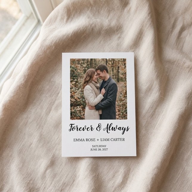 Forever & Always Modern Simple Script Wedding Card (Creator Uploaded)