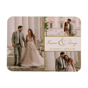 Forever & Always Pink Gold Photo Wedding Thank You Magnet