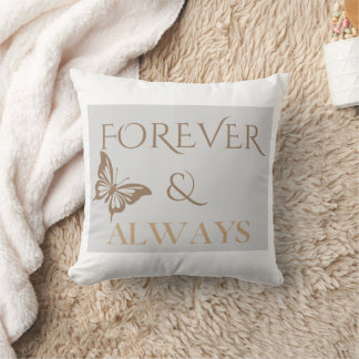 Forever & Always Romantic Saying Gray Elegant Text Cushion