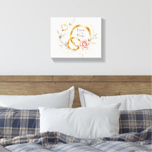 Forever & Always – Romantic Wedding Rings Art Canvas Print