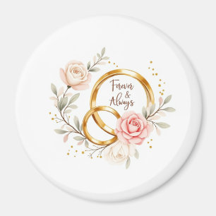 Forever & Always – Romantic Wedding Rings Art Magnet