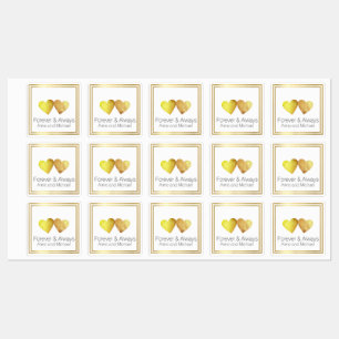 Forever & Always, two faux gold hearts wedding