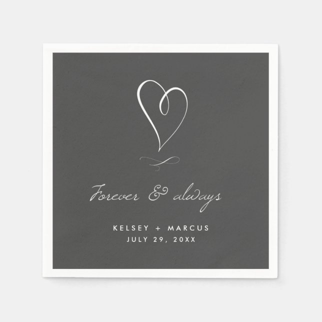 Forever & Always Wedding Engagement | Charcoal Napkin (Front)