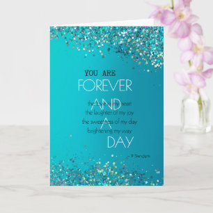 Forever and A Day Poem Aqua Teal Confetti Card