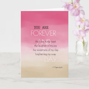 Forever and A Day Poem Pink Cream Watercolor Card