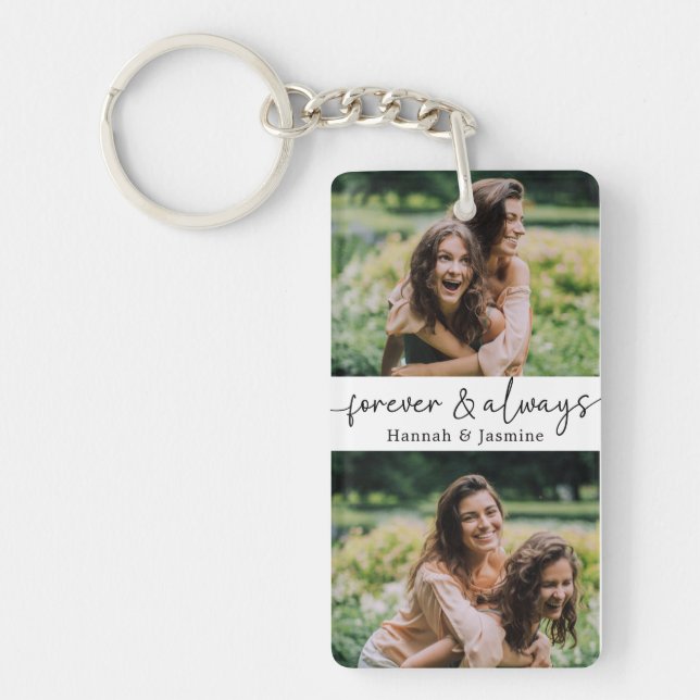 Forever and Always BFF Best Friends Custom Photo Key Ring (Front)
