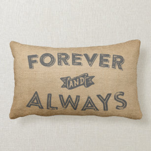 Forever and Always Burlap Initials Wedding Lumbar Cushion