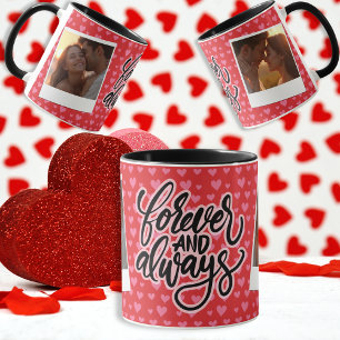 Forever and Always - Custom Photo with Hearts Mug