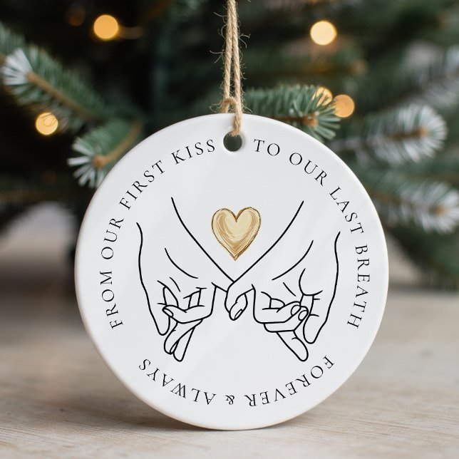 Forever and Always Wedding Anniversary Photo Ceramic Ornament (Creator Uploaded)