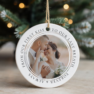 Forever and Always Wedding Anniversary Photo Ceramic Ornament