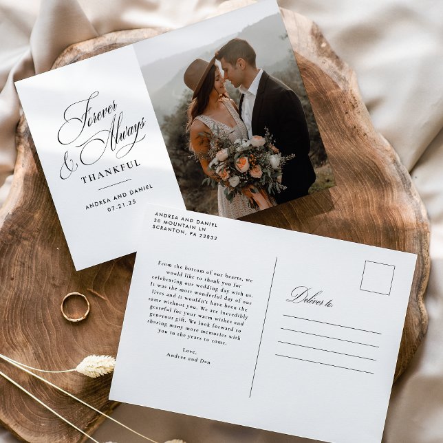 Forever and Always Wedding Thank You  Postcard (Creator Uploaded)
