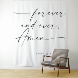 Forever And Ever, Amen Wedding Quote Backdrop Tapestry