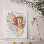 Forever and Ever Golden Wedding Heart Shaped Photo Faux Canvas Print<br><div class="desc">Custom Photo Canvas displaying your favourite photo in a geometric heart shaped gold frame. The frame is decorated with watercolor bouquets of cream and apricot flowers. It is lettered with the wording "forever and ever" in elegant casual, handwritten script on a neutral, almond white background, all of which you can...</div>