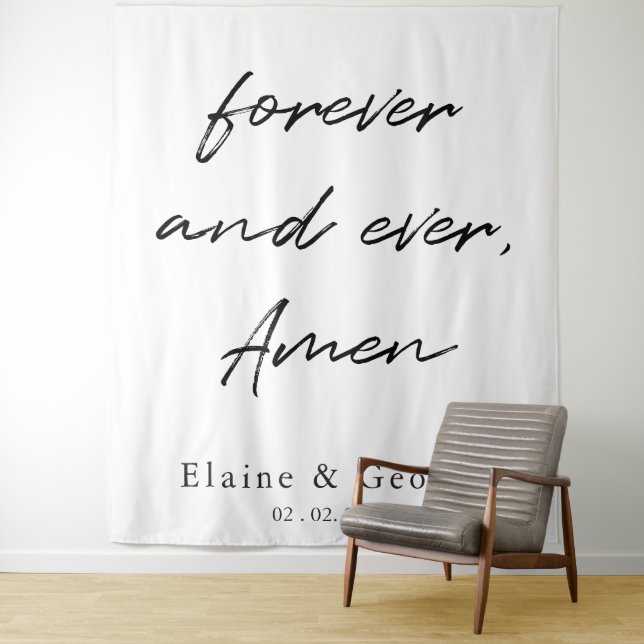 Forever and Ever Wedding Photo Prop Backdrop Tapestry (In Situ)