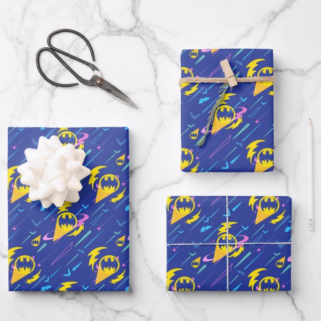 Forever Batman Bat Signal Pattern Wrapping Paper Sheet (Front)