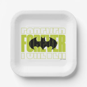 Forever Batman Typography Symbol Graphic Paper Plate