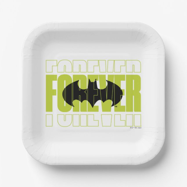 Forever Batman Typography Symbol Graphic Paper Plate (Front)