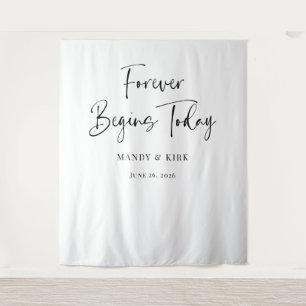 Forever Begins Today Wedding Backdrop Tapestry