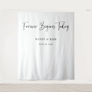 Forever Begins Today Wedding Backdrop Tapestry