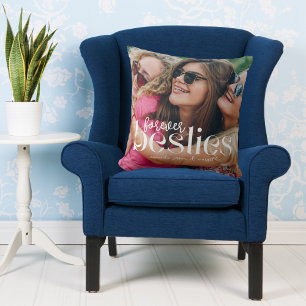 Forever Besties Modern Two Photo Overlay Cushion