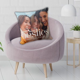 Forever Besties Retro Two Photo Overlay Cushion