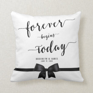 Forever Black And White Wedding Pillows Black Bow