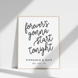 Forever Black and White Wedding Welcome Sign