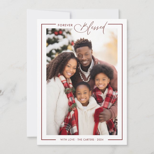 Forever Blessed Typography Holiday Card (Front)