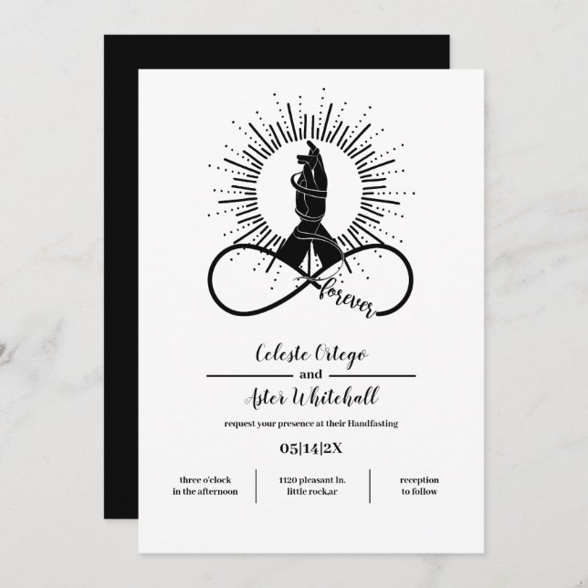 Forever Bound Hands Wiccan Union Handfasting Invitation (Front/Back)