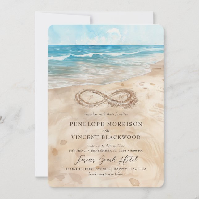 Forever by the Sea Beach Wedding Invitation (Front)