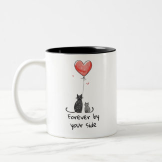 Forever By Your Side - Cute Cat Valentine's Two-Tone Coffee Mug